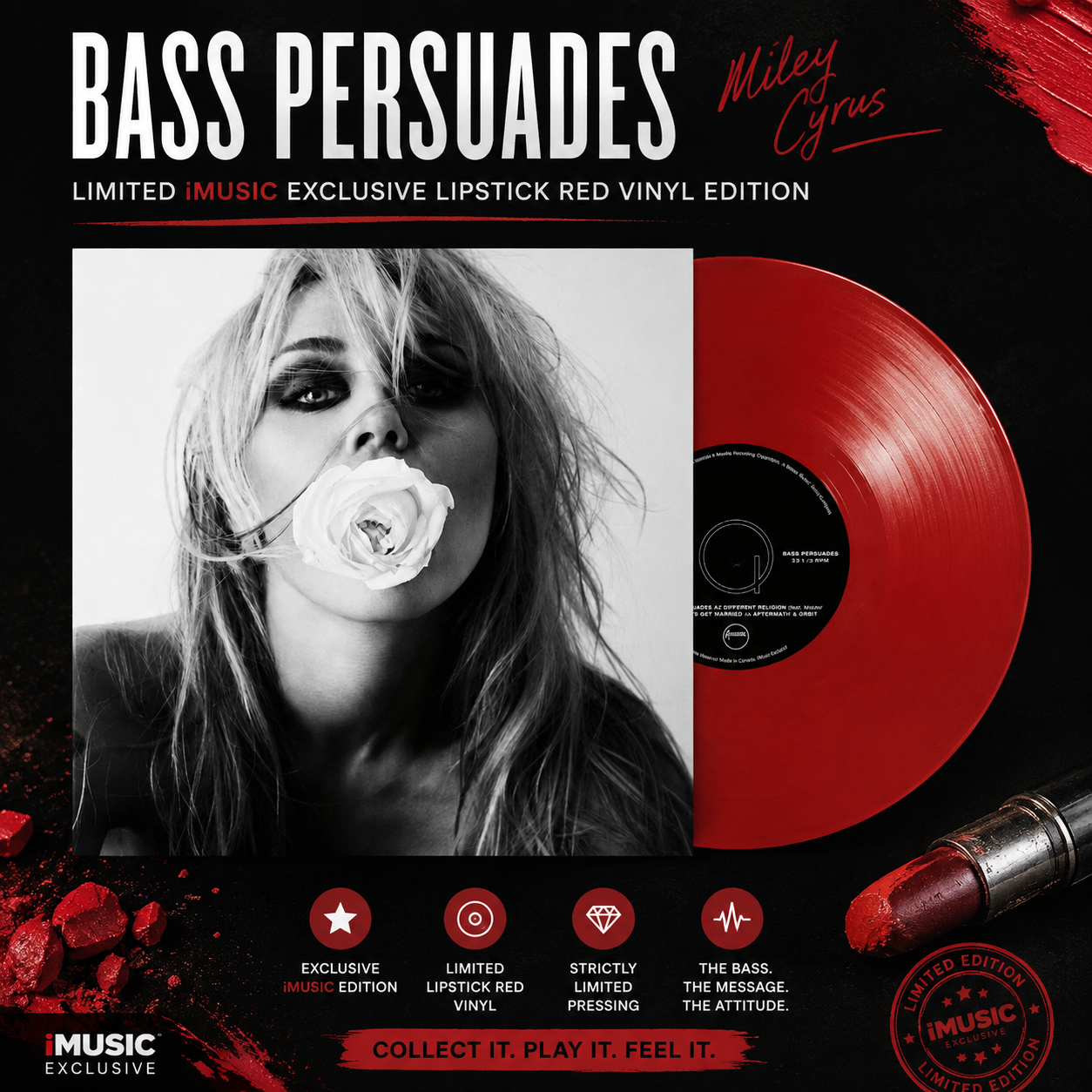 Miley Cyrus - Bass Persuades (iMusic Exclusive Lipstick Red Vinyl LP)