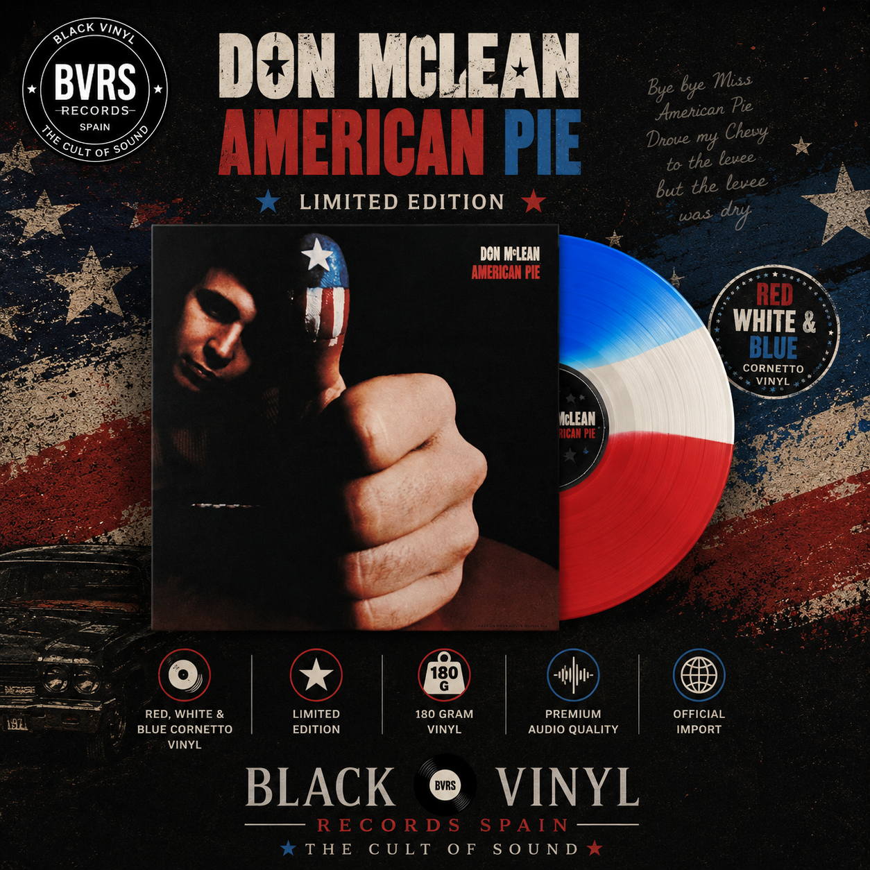 Don McLean American Pie (Limited Edition) (Red, White & Blue Cornetto Vinyl)