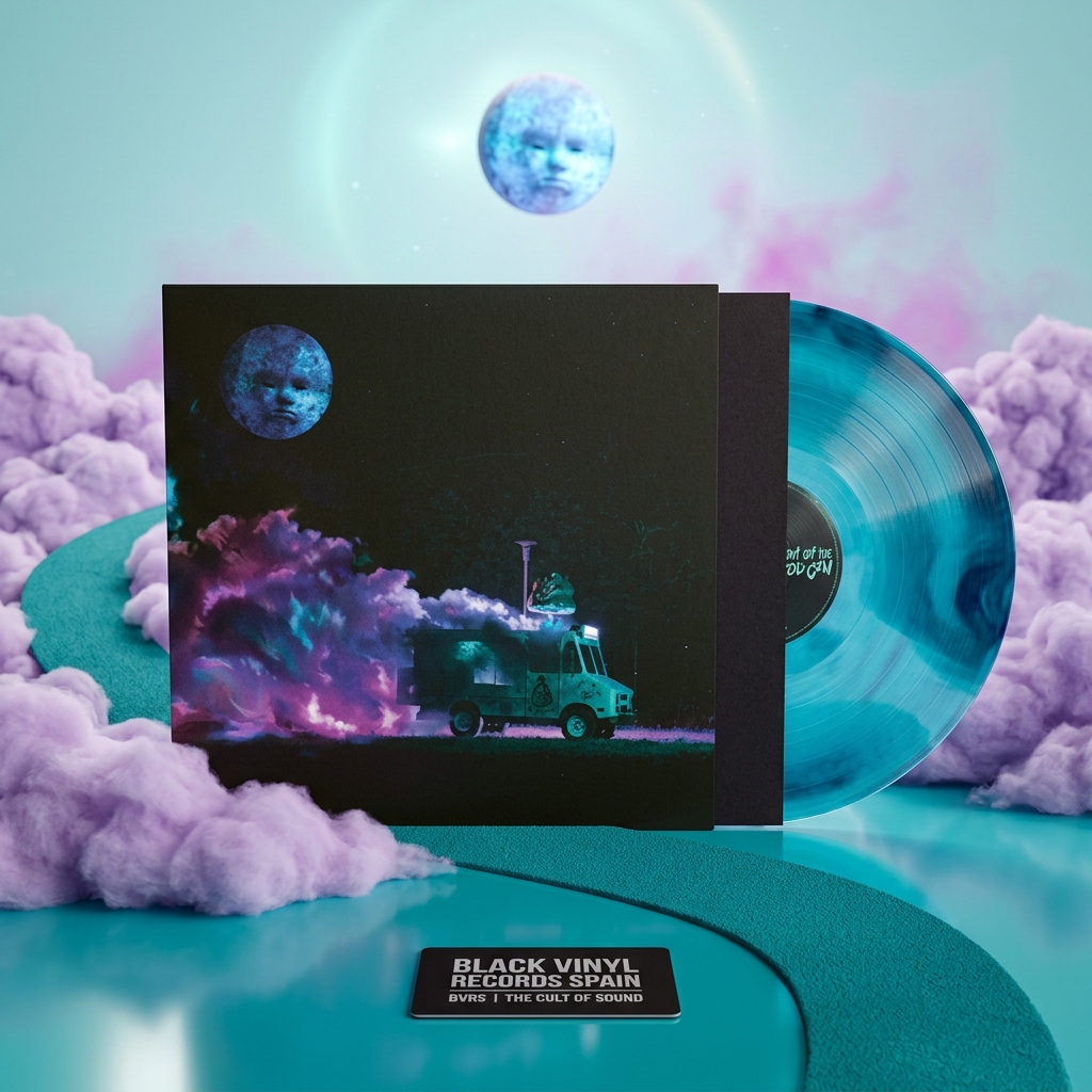 Alex G I Saw the TV Glow Blue Glow Vinyl en escena BVRS con luna azul y nubes violetas