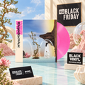 Portada Afterlife y vinilo rosa en un escenario luminoso con cartel RSD Black Friday y marca BVRS