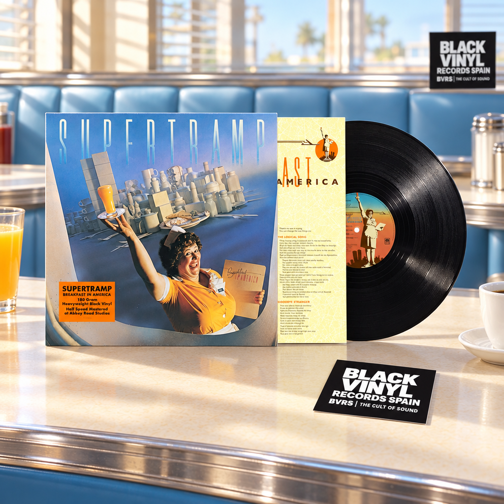 Supertramp - Breakfast in America, escena editorial BVRS en un diner luminoso
