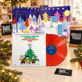 A Charlie Brown Christmas con desplegable y vinilo rojo en una escena navideña con distintivos BVRS y RSD Black Friday