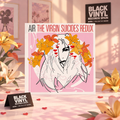 Portada de The Virgin Suicides Redux de Air en una escena rosa con flores, sin disco visible