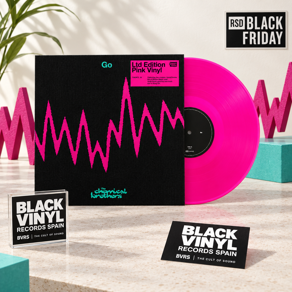 The Chemical Brothers - Go, vinilo rosa en escena BVRS RSD con fondo luminoso