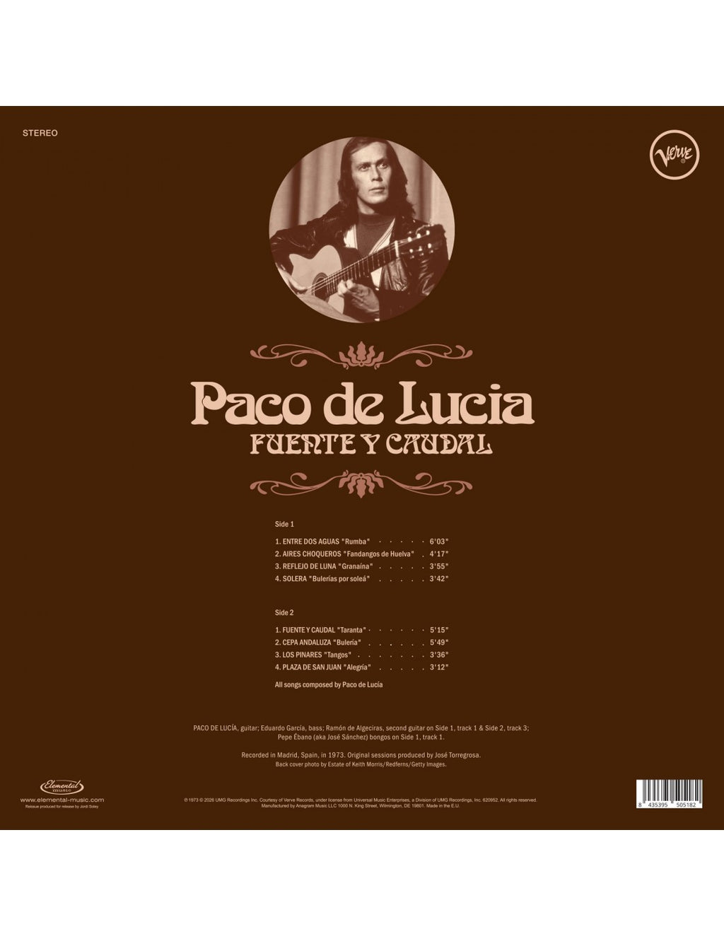 Paco De Lucía Fuente Y Caudal LP - Black Vinyl Records Spain