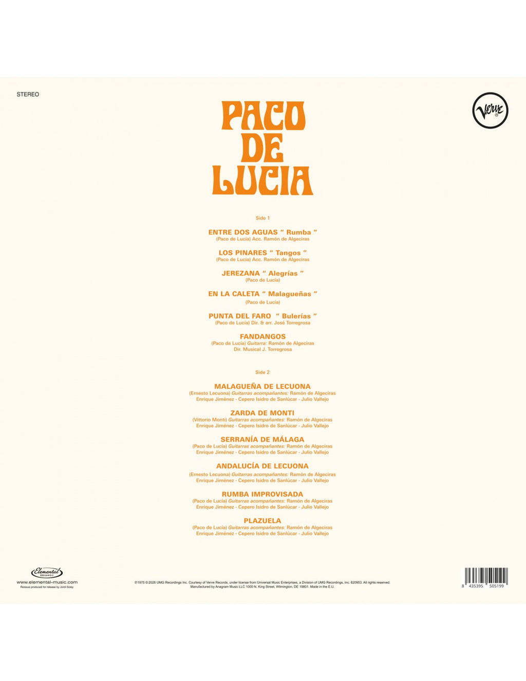Paco De Lucía: Entre Dos Aguas LP - Black Vinyl Records Spain